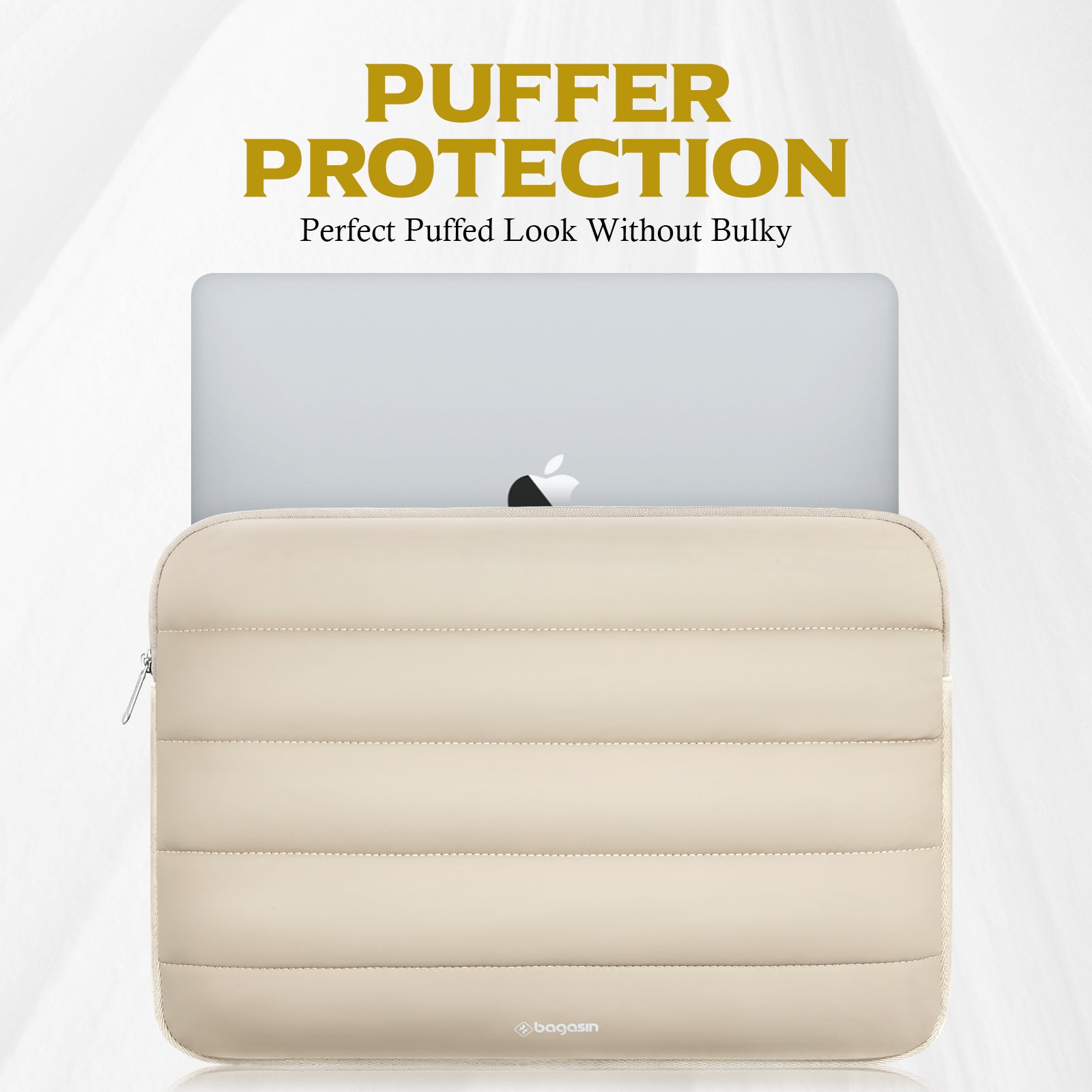 Bagasin Puffy Laptop Sleeve Case, Laptop Sleeve for Women. Water & Dirt Resistant with 3-Layer Protection, Computer Carrying Bag Compatible with MacBook, HP, Dell, Lenovo, Asus