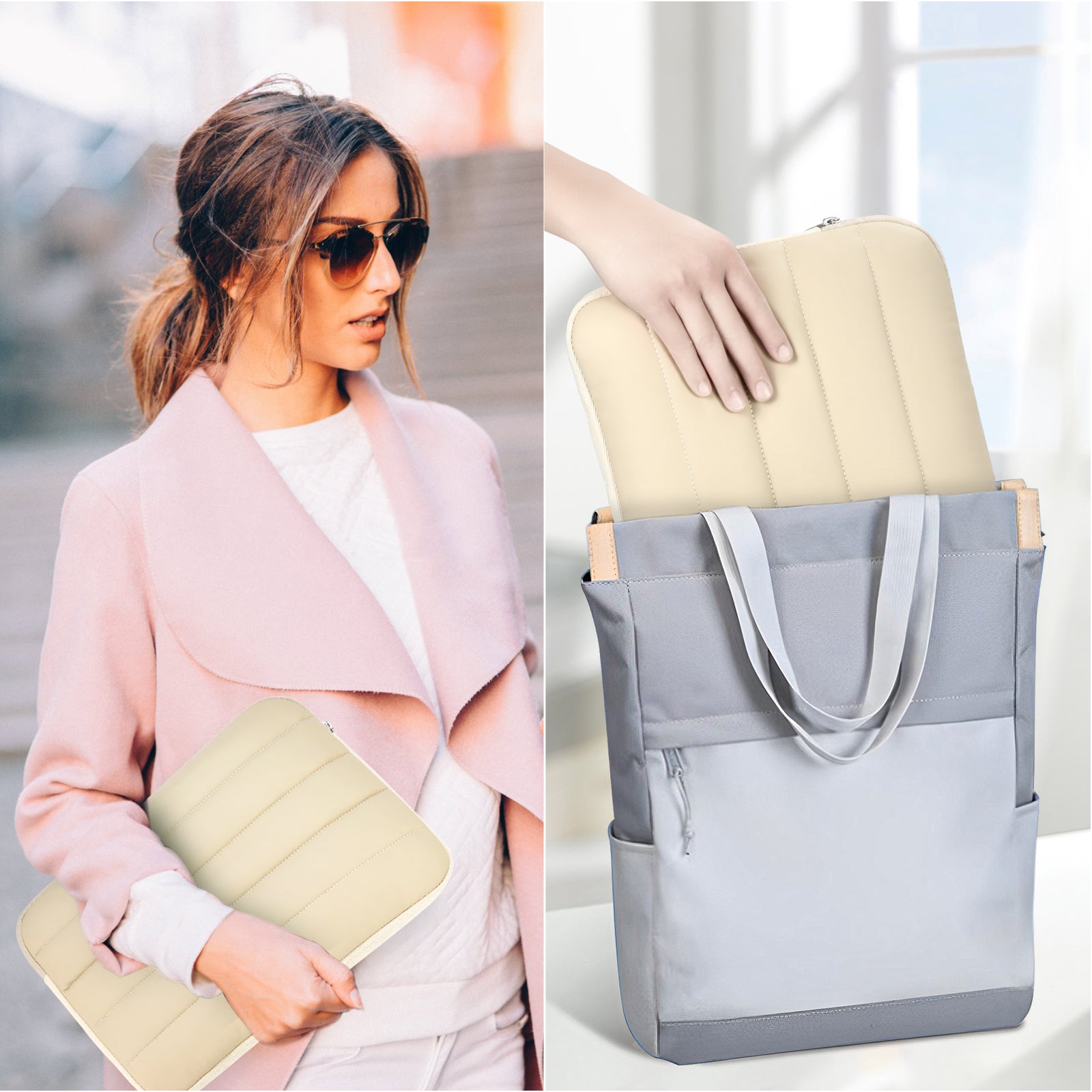 Bagasin Puffy Laptop Sleeve Case, Laptop Sleeve for Women. Water & Dirt Resistant with 3-Layer Protection, Computer Carrying Bag Compatible with MacBook, HP, Dell, Lenovo, Asus